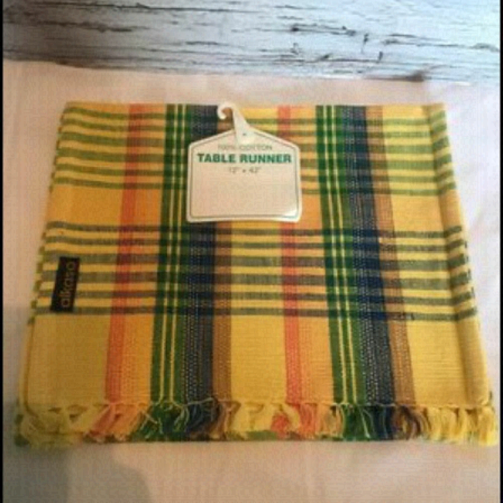 Alkaso Vintage rustic table runner 12x42 NOS